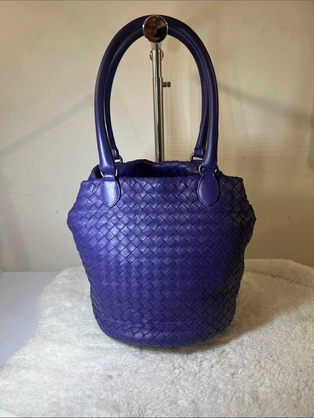Bottega Veneta Woven Purple Leather Tote Bag with Double Handles